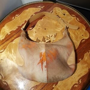 Tod's Distressed Cowhide Calfskin Fur Boho Shoulder Bag